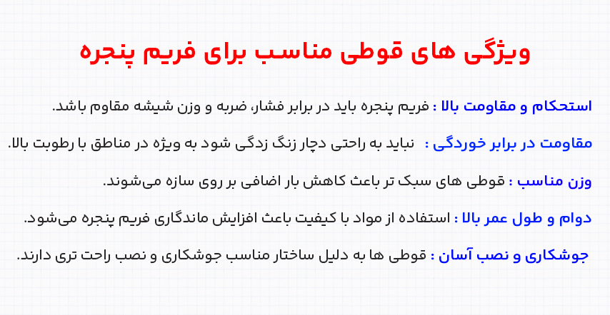 قوطی مناسب برای فریم پنجره