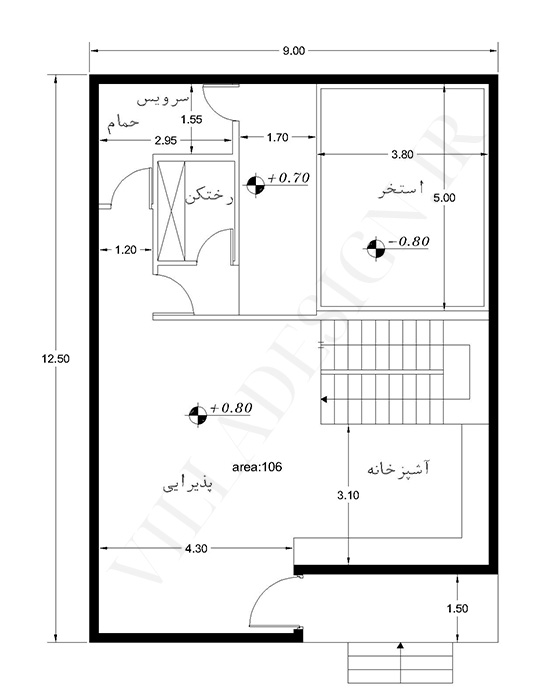 نقشه ویلا 200 متری استخردار