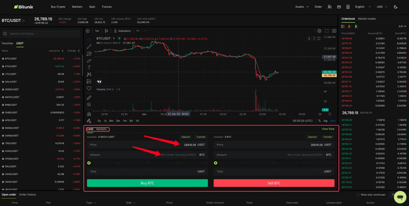 آموزش ترید و خرید و فروش ارز اسپات در صرافی بیت یونیکس Bitunix برای ایرانیان 2