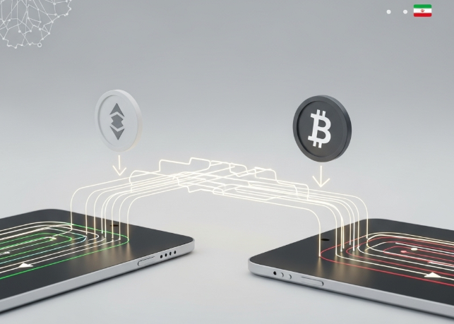 تصویری نمادین از انتقال ارزهای دیجیتال