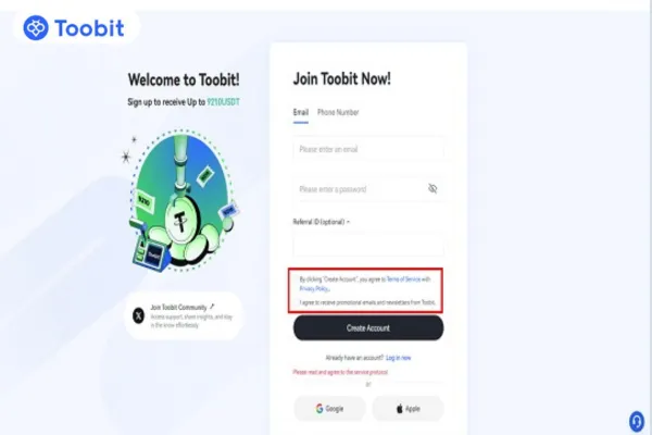 ثبت نام در صرافی توبیت