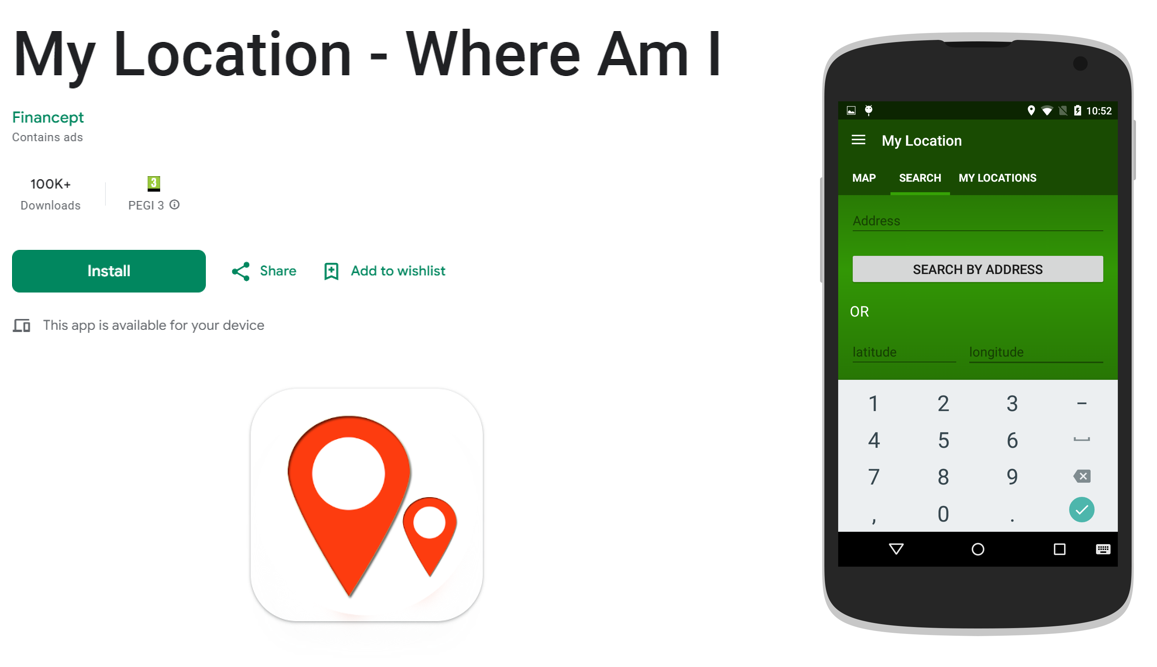 اپلیکیشن My Location - Where Am I