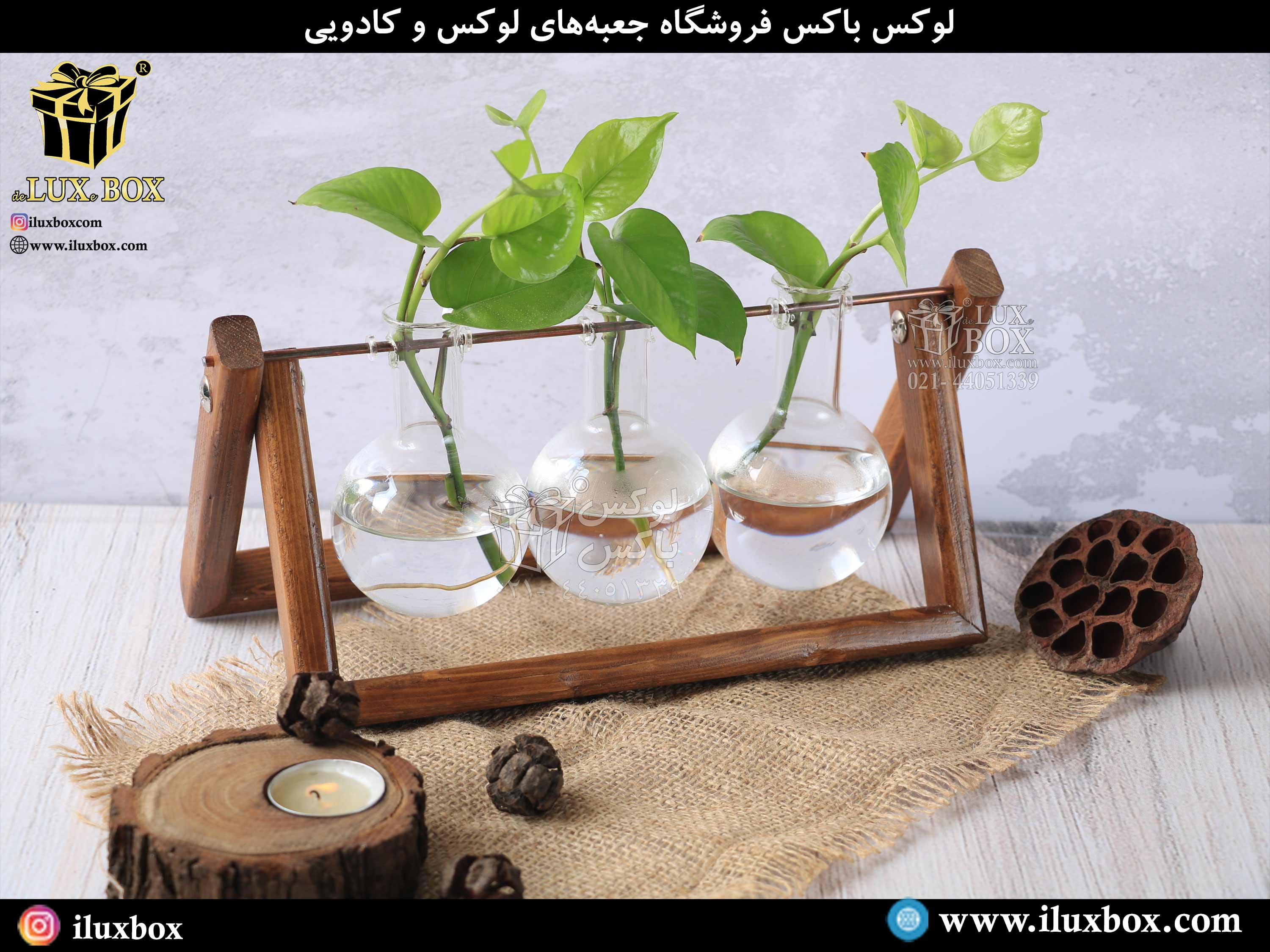 گلدان چوبی رومیزی لوکس باکس