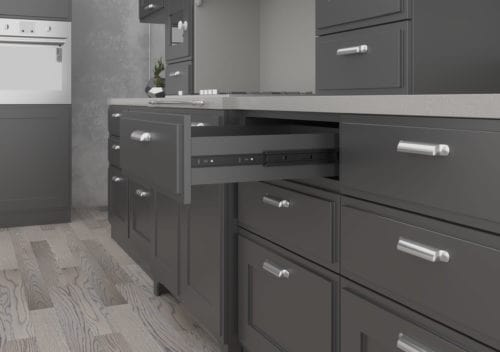 ریل کشو ساچمه ای سارو برای کابینت های بدون دستگیره مناسب است.