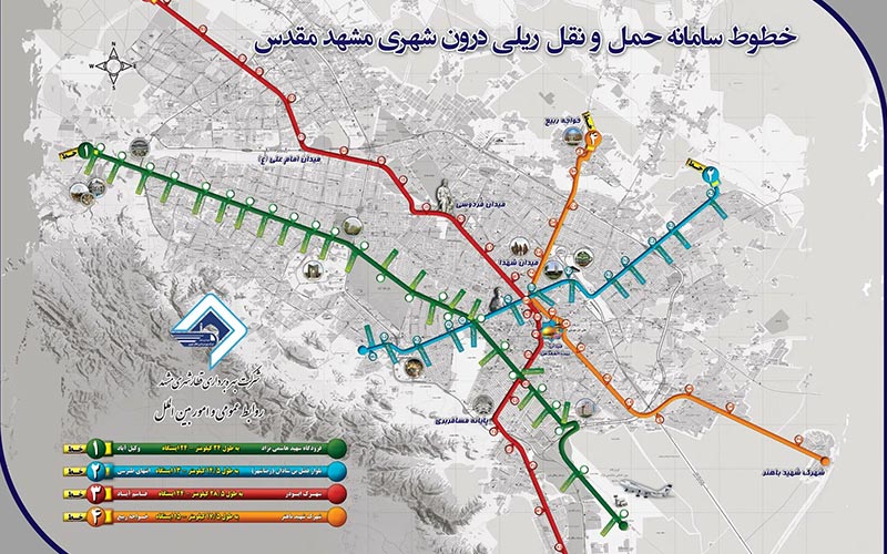 نقشه ایستگاه های مترو مشهد | معرفی خطوط متروی مشهد + نقشه