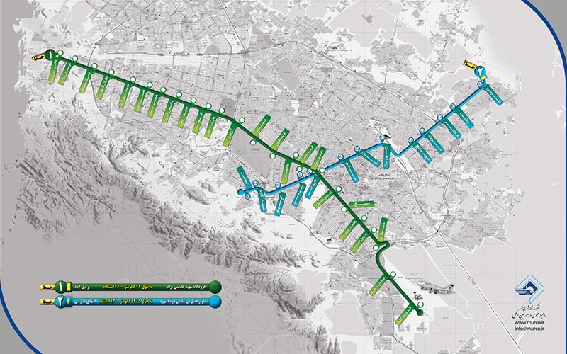 نقشه خط های فعال مترو مشهد