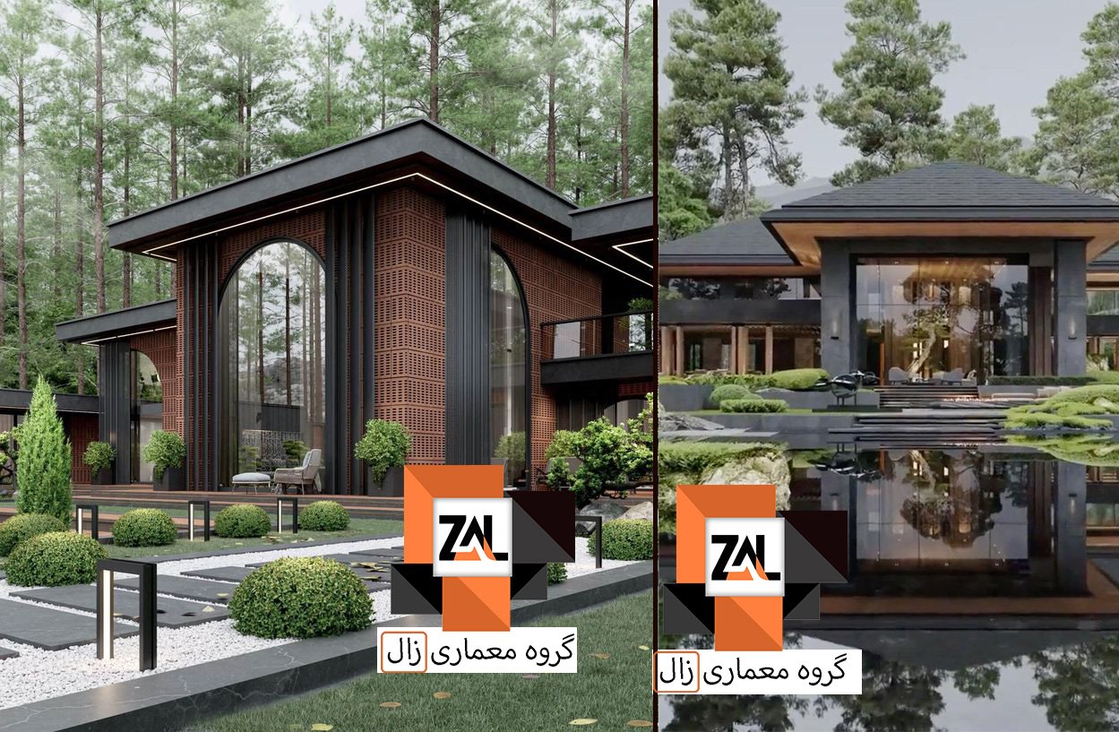 طراحی نمای باغ ویلا