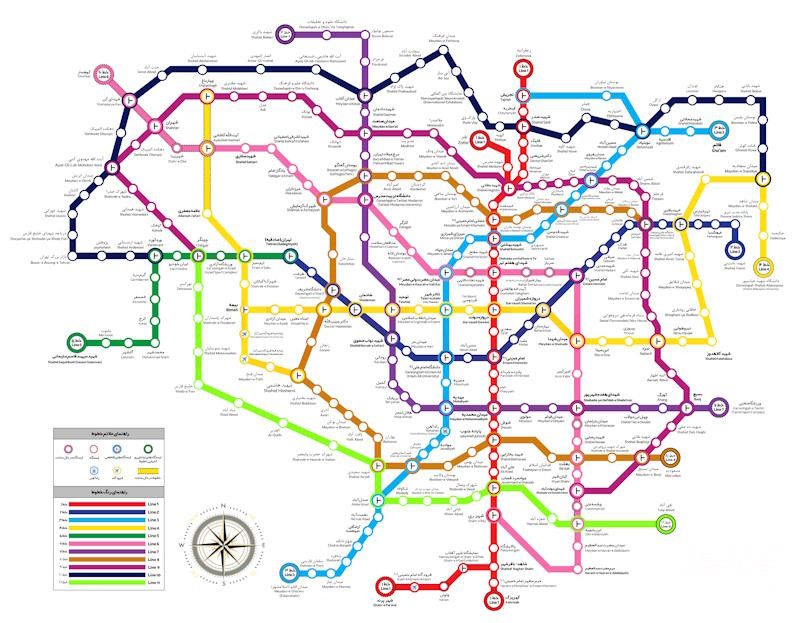 نقشه کامل مترو بعد از بهره برداری از تمام خطوط