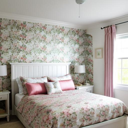 کاغذ دیواری اتاق خواب گلدار
