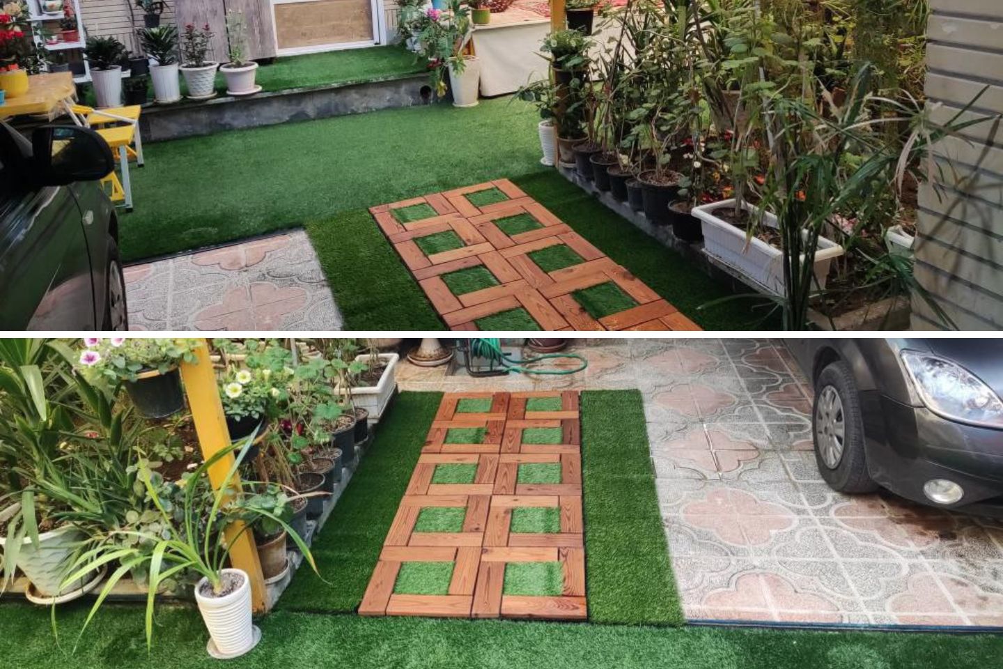 تایل ترموود و چمن مصنوعی انتخابی عالی برای پوشش کف حیاط ویلا و حیاط خلوت