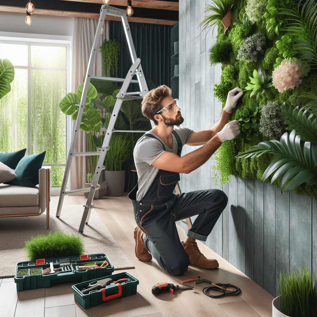 Installation of artificial green wall